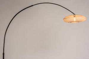 staande lamp 31135 landelijk modern retro metaal riet zwart mat naturel rond