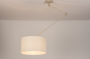 hanglamp 31139 landelijk modern stof metaal wit beige zand rond