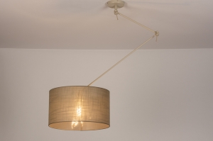 hanglamp 31140 landelijk modern stof metaal beige taupe zand rond