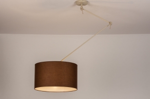 hanglamp 31141 landelijk modern retro stof metaal bruin beige zand rond