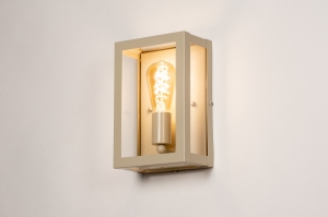 wandlamp 31148 landelijk klassiek eigentijds klassiek glas helder glas staal rvs metaal beige zand rechthoekig