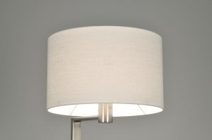 vloerlamp 31149 landelijk modern eigentijds klassiek staal rvs stof metaal wit staalgrijs rond