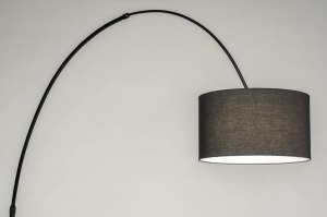 staande lamp 31157 modern eigentijds klassiek stof metaal zwart mat rond