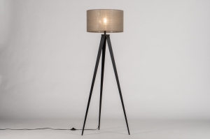 vloerlamp 31165 landelijk modern stof metaal zwart mat taupe rond