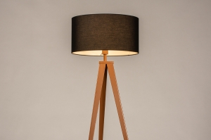 vloerlamp 31166 design modern eigentijds klassiek stof metaal zwart bruin rond