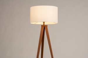 vloerlamp 31167 design landelijk modern eigentijds klassiek stof metaal wit bruin rond