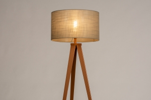 staande lamp 31168 landelijk modern eigentijds klassiek stof metaal bruin taupe rond