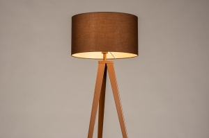 vloerlamp 31169 design landelijk modern eigentijds klassiek stof metaal bruin rond