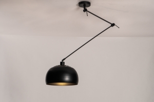 hanglamp 31173 modern retro metaal zwart mat rond
