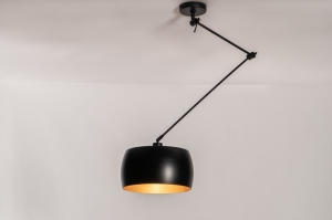 hanglamp 31174 modern metaal zwart mat goud rond