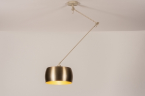 hanglamp 31177 landelijk modern eigentijds klassiek messing geschuurd metaal goud beige mat messing zand rond