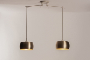 hanglamp 31178 landelijk modern eigentijds klassiek messing geschuurd metaal goud beige zand rond