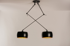 hanglamp 31182 modern eigentijds klassiek metaal zwart mat goud rond