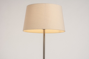 staande lamp 31184 landelijk modern eigentijds klassiek staal rvs stof beige staalgrijs zand rond