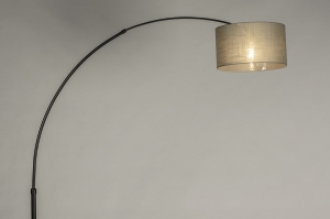 vloerlamp 31189 landelijk modern eigentijds klassiek stof metaal zwart taupe rond