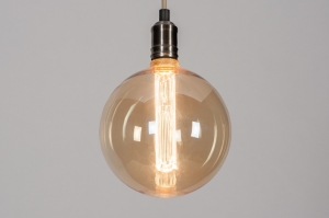 hanglamp 31203 industrieel landelijk modern retro glas metaal nikkel geel beige staalgrijs rond
