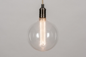 hanglamp 31204 industrieel landelijk modern retro glas helder glas metaal nikkel beige staalgrijs rond