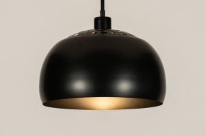 hanglamp 31205 modern retro metaal zwart mat rond