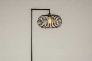 staande lamp 31206 industrieel modern metaal zwart mat rond rechthoekig