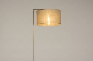 vloerlamp 31207 landelijk modern staal rvs stof metaal staalgrijs taupe rond rechthoekig