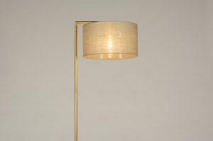 vloerlamp 31208 modern eigentijds klassiek messing geschuurd stof metaal goud messing taupe rond rechthoekig