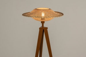 staande lamp 31212 landelijk modern eigentijds klassiek metaal riet bruin naturel