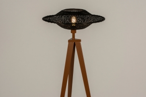 staande lamp 31213 landelijk modern eigentijds klassiek metaal riet zwart bruin