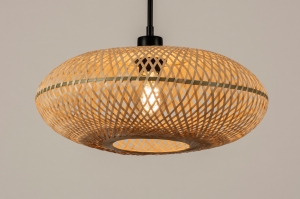 hanglamp 31216 landelijk modern metaal riet zwart mat bruin naturel rond