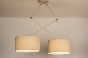 hanglamp 31257 landelijk modern stof metaal beige zand rond