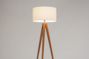 vloerlamp 31260 landelijk modern stof metaal bruin beige zand rond