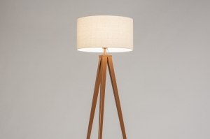 vloerlamp 31260 landelijk modern stof metaal bruin beige zand rond