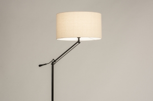 vloerlamp 31263 landelijk modern eigentijds klassiek stof metaal zwart mat beige rond