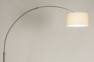 vloerlamp 31267 landelijk modern eigentijds klassiek staal rvs stof beige rond