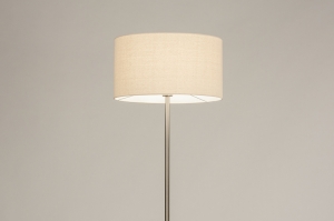 vloerlamp 31268 landelijk modern eigentijds klassiek staal rvs stof metaal beige staalgrijs rond