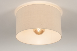 plafondlamp 31271 landelijk modern stof metaal zwart mat beige zand rond