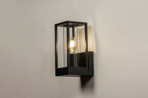 wandlamp 31272 landelijk klassiek eigentijds klassiek glas helder glas staal rvs metaal zwart mat transparant kleurloos rechthoekig