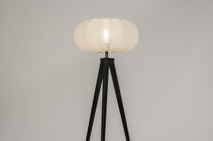 staande lamp 31274 modern stof metaal zwart mat beige rond