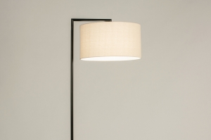 staande lamp 31275 modern eigentijds klassiek stof metaal zwart mat beige rond rechthoekig