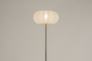 staande lamp 31278 modern staal rvs stof beige staalgrijs rond