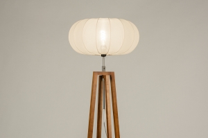 vloerlamp 31280 landelijk modern hout stof bruin beige rond