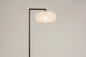 staande lamp 31281 modern stof metaal zwart mat beige rond rechthoekig