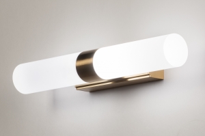 wandlamp 31286 modern eigentijds klassiek art deco messing geschuurd kunststof metaal wit goud messing rond langwerpig