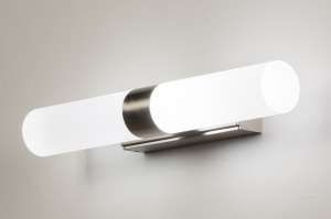 wandlamp 31288 modern glas staal rvs metaal wit staalgrijs rond langwerpig
