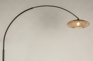 vloerlamp 31298 landelijk modern metaal riet zwart mat bruin naturel rond