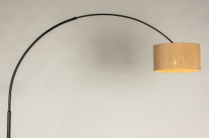 vloerlamp 31306 landelijk modern retro metaal riet zwart mat bruin naturel rond