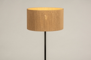 staande lamp 31307 landelijk modern metaal zwart mat bruin naturel rond