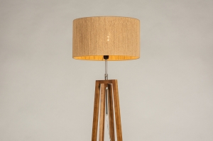 staande lamp 31308 landelijk modern hout bruin rond