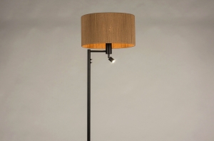 staande lamp 31309 landelijk modern metaal zwart mat bruin rond