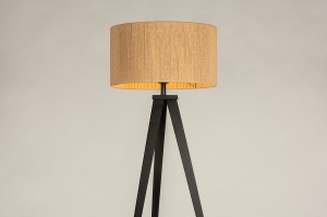 staande lamp 31310 landelijk modern metaal zwart mat bruin naturel rond