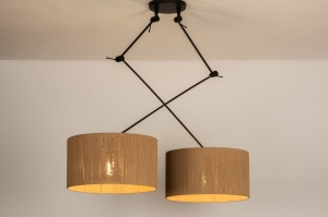 hanglamp 31312 landelijk modern eigentijds klassiek metaal zwart mat bruin naturel rond